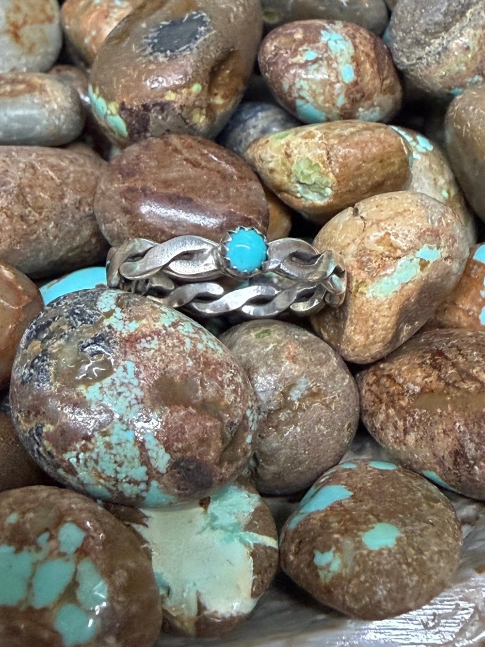 Sterling Silver Turquoise Stackable Ring - Blue Stone